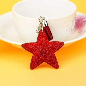 Sternförmiger Koreanischer Samt Strass Schlüsselanhänger Quaste Tasche Anhänger Für Damen Mode Stern Anhänger Funkelnde Accessoires Geschenk