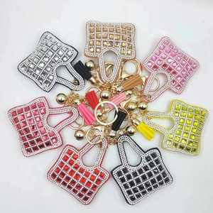Fashion Mini Handbag Shape Keychain Rhinestone Inlaid Alloy Bag Pendant With Tassel Charm For Women Gift Car Accessory