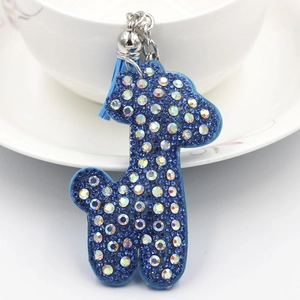 Strass Tier Schlüsselanhänger Glitzer Giraffe Pudel Tasche Anhänger Mit Quaste Charme Mode Bling Legierung Schlüsselring Geschenk Damen