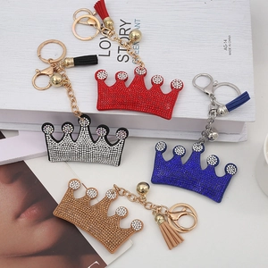 Elegant Crown Rhinestone Keychain With Tassel Alloy Metal Bag Charm For Women Car Ornament Luxury Hanging Decoration Gift