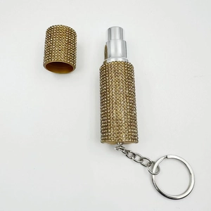 Mini 10ml portable perfume spray bottle encrusted with shiny rhinestones and keychain