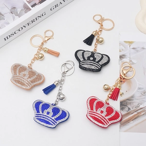 Portachiavi Corona in Metallo alla Moda Con Nappina di Strass Ciondolo per Borsa di Lusso Portachiavi per Auto Regalo per Donna Ragazza