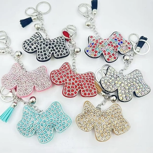 Simpatico Portachiavi Cucciolo Farfalla con Nappina in Lega di Cane Scottie Animale Ciondolo per Borsa Scintillante Portachiavi con Strass Regalo