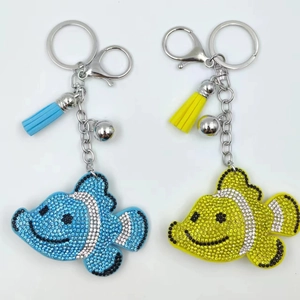 Summer Ocean Series Tropical Fish Clownfish Rhinestone Keychain Alloy Animal Pendent Bag Accessory For Women Girls Gift