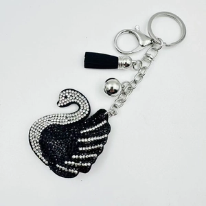 Eleganter Schwan Motiv Strass Schlüsselanhänger Zinklegierung Eingelegter Funkelnder Taschenanhänger Auto Zubehör Schmuck