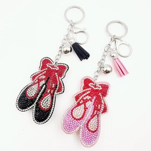 Portachiavi Scarpette da Danza con Strass Moda con Nappa e Campanello Ciondolo per Borsa in Pelle Decorazione per Donna Ragazza