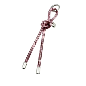 Pink rhinestone phone charm and keychain with silver heart pendant and spring ring