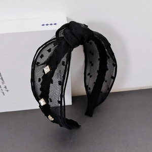 Eleganter schwarzer Spitzen-Haarreif mit Strasssteinen und stilvollem Knoten-Design