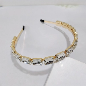 Cerchietto Barocco Elegante in Lega Oro Con Strass in Vetro Rettangolari Lussuoso Cerchietto per Capelli per Matrimonio Festa Donna Gioielli