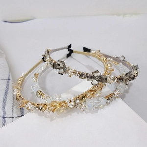 Elegant Rhinestone Faux Artificial Pearl Crystal Headband Handmade Woven Hair Band Vintage Hair Hoop For Wedding Banquet Women Accessory