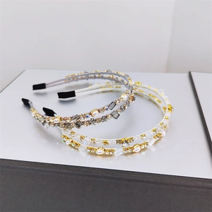 Elegant double-row crystal headband set with faux pearls and rhinestones for women