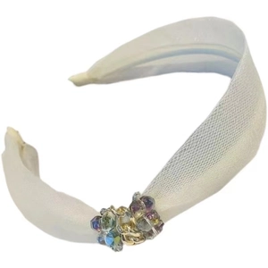 Serre-tête élégant en organza avec perles de cristal en blanc et tons violets
