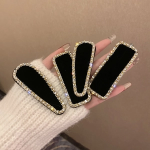 Barrette À Cheveux Vintage Français En Velours Noir Avec Strass Künstliche Perle D'imitation Bordure Chaîne Dorée Pince BB Pour Femmes
