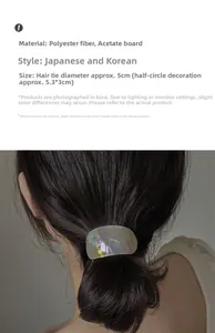 Detail view of pearlescent acetate hair cuff showing semi-circular texture and ponytail fit