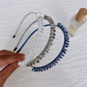 Elegant beaded leaf crystal headbands in three colors for women french style hair accessories