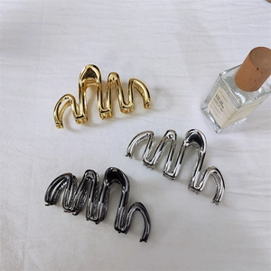 Elegante Molletta in Metallo Grande per Donna Design a Onde in Lega Antiscivolo Accessori per Capelli Folti