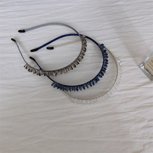 French Elegant Artificial Crystal Bead Headband For Women Fairy Leaf Design Handmade Hair Band Rhinestone Accessories