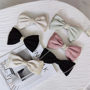 Elegante Fermaglio per Capelli con Fiocco in Raso e Künstliche Perle Sintetiche Stile Francese Molletta Dolce per Donna Matrimonio Gioielli