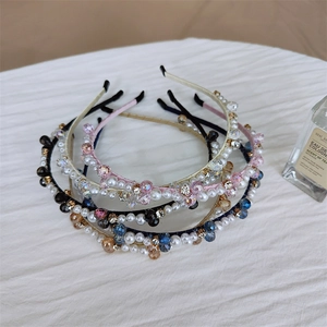 Détails de serre-têtes faits main avec perles et cristaux en plusieurs coloris