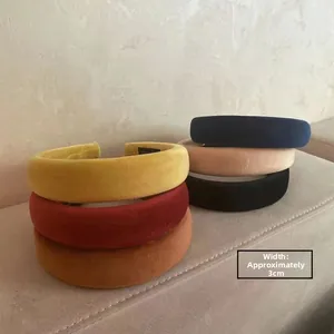 Vintage velvet sponge padded headbands set in six assorted retro colors width 3cm