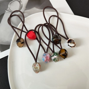 French Tulip Flower Hair Ties For Women Korean Style Resin Acetate Elastic Hair Bands High Ponytail Hair Rope Floral Headwear