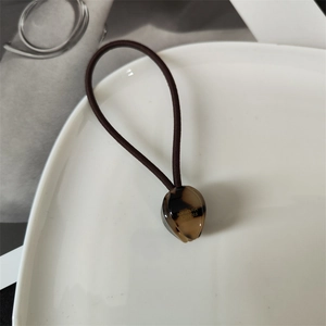 Elegant tortoiseshell resin pendant hair tie with France Handmade gold engraving