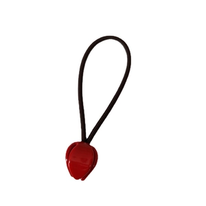 French tulip hair tie with red flower petal pendant and black high-elastic rubber band