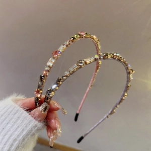 Serre-tête Élégant en Tissu Avec Strass pour Femmes Style Coréen Serre-tête Doux Géométrique Accessoire Cheveux Quotidien