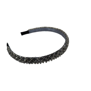 Serre-tête en cristal gris fumé étincelant, accessoire de cheveux rembourré pour femme
