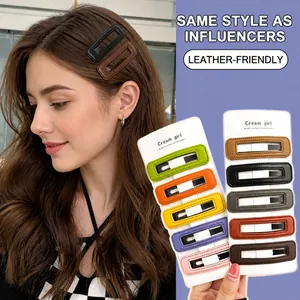 Barrettes BB en cuir PU coloré pour femmes montrant le style et les diverses couleurs