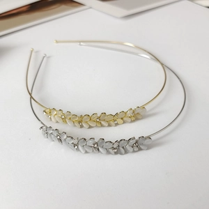 Serre-tête en Métal Épi de Blé avec Pierre Oeil de Chat et Papillon en Strass Style Féerique Élégant pour Femme