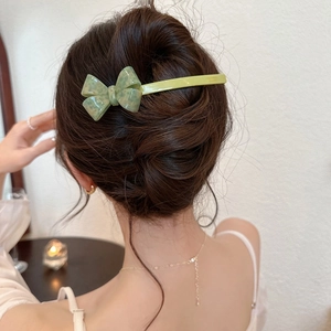 Barrette à cheveux nœud 3D vert en acétate avec motif marbré élégant pour femmes
