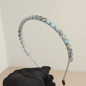 Korean Style Artificial Crystal Thin Headband For Women Luxury Minimalist Faceted Beads Hair Hoop Elegant Hair Accessories