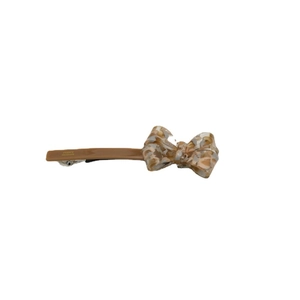 Barrette à cheveux en acétate léopard avec nœud et gravure France Handmade pour femme