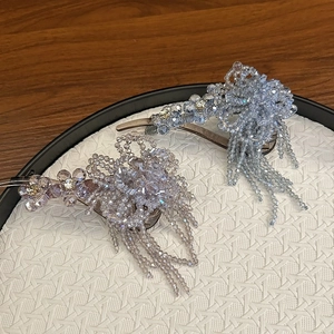 Luxus Handgefertigte Kristallperlen Blumen Haarspange Mit Langer Quaste Elegante Acryl Bananenspange Haarschmuck Für Damen Party