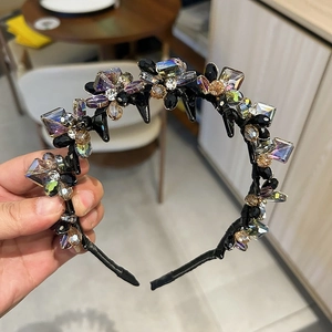 Serre-tête de Luxe en Cristal Artificiel à Fleurs Avec Dents de Peigne Mode Strass Serre-tête pour Femmes Accessoires de Cheveux