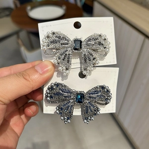 Vintage Bow Butterfly Rhinestone Hair Clip Elegant Faux Artificial Pearl Alloy Spring Clip For Women Wedding Party Luxury Hair Accessories