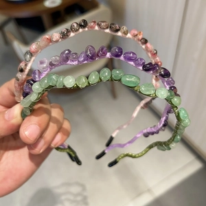 Handmade Artificial Crystal Crushed Stone Headband Wave Thin Satin Wrapped Hair Hoop Elegant Korean Style Hair Accessory For Women