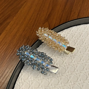 Luxury Handmade Beaded Crystal Hair Clip Elegant Geometric Artificial Crystal Alloy Duckbill Clip Fashion Hair Accessories For Women