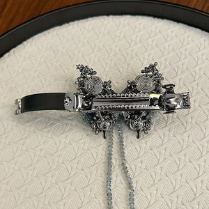Fermaglio per capelli a farfalla argento con perle di cristallo azzurro per Hanfu