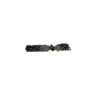 Pince à cheveux élégante en strass avec pierre marquise bleu foncé et base dorée
