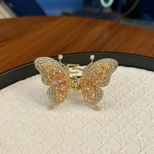 Pince à Cheveux Papillon Élégante pour Femmes Or Alliage de Zinc Champagne Strass Cristal Accessoires Cheveux Élégants