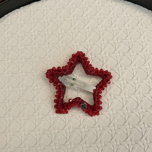 Barrette à Cheveux Étoile en Cristal Rouge Tissé à la Main Clip BB en Alliage Avec Pendentif Trèfle Accessoires Cheveux de Fête Nouvel An Femme