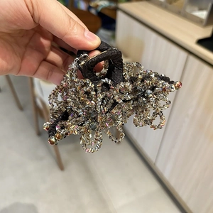 Luxurious handmade crystal hair claw clip with colorful sparkling beads for elegant styling