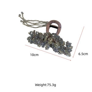 Detailed view of luxury crystal hair claw with tassels and size specs of 10cm x 6.5cm