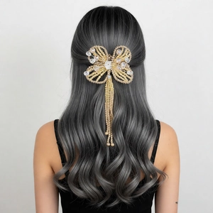 Handmade Butterfly Hair Clip With Long Tassel Elegant Artificial Crystal Bead Hair Accessory For Women Wedding Party Gift