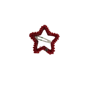 Pince à cheveux étoile en cristal rouge faite main avec breloque trèfle argenté et clip BB