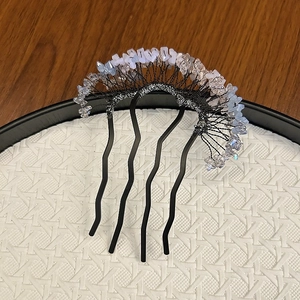 Handmade Metal Crushed Stone Beads Hair Comb Elegant Ancient Style Hanfu Hair Clips Minimalist Hair Jewelry For Women