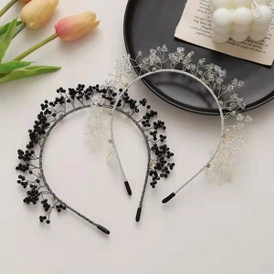 Cerchietto Perline di Cristallo Fatto a Mano per Donna Elegante Stile Francese Sottile Accessori per Capelli per Matrimonio