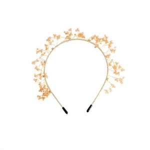 Cerchietto per capelli con cristalli dorati e perle ambrate in stile francese elegante